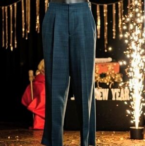 Men's Plaid Tuxedo Pants - Black and Green